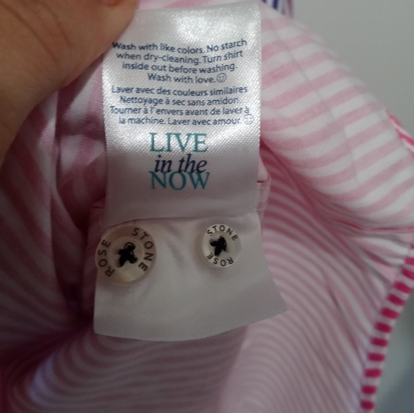 Stone Rose Ombre Striped Button Down Shirt Size 2 - Picture 8 of 9